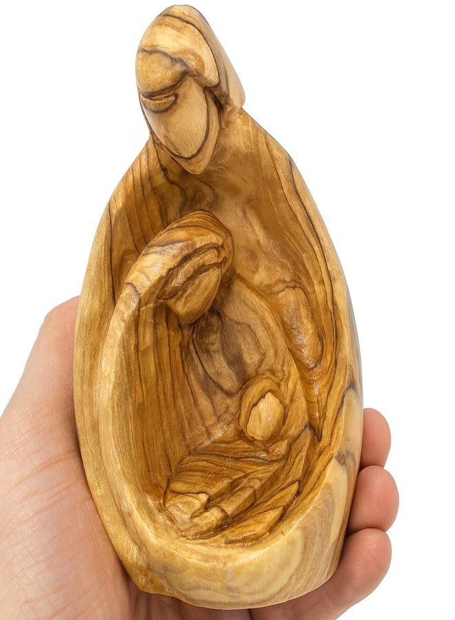 Zuluf Hand-Carved Olive Wood Holy Family Statue - Mary, Joseph & Baby Jesus Nativity Scene for Christmas Decor - Catholic Wooden Figurine 4.3" for Home or Church Display - HOF001 - Image 2