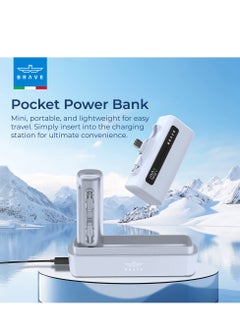 Brave Compact Power Bank 4-in-1 with Charging Station, 4-Pack 5000mAh External Battery Pack, LED Display, Built-in Type-C & Lightning Connectors, 22.5W USB-C Portable Charger, Fast Charging for iPhone 16/15/14/13/12, Samsung S24/S23/S22, iPad Pro, AirPods Pro, Ideal for Home, Office, Cafe, Hotel, Restaurant, Travel & More (Blue)  - Image 2