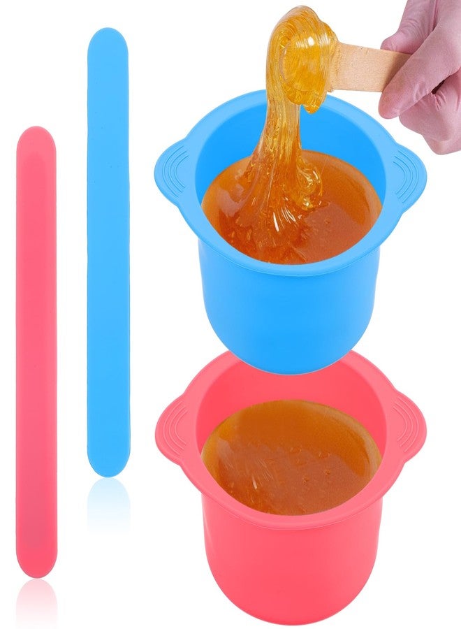 cobee 2 Pcs Silicone Wax Pot Liners, Silicone Wax Warmer Liner Non stick Wax Bowl for Wax Warmer Wax Melt Warmer with 2 Pcs Wax Spatula Sticks for Hair Removal Compatible with 16 oz Waxing Kit - Image 1