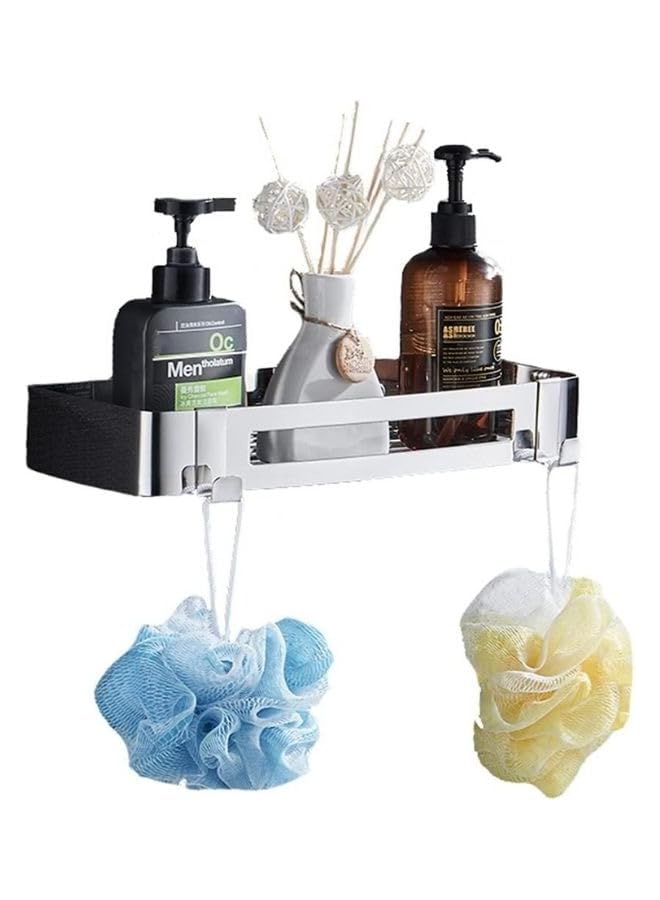 Raxoom Steel Shower Caddy, Wall-Mounted Bathroom Organizer for Shampoo, Soap, and Body Wash, Quick-Drying Shower Shelf, Versatile Hanging Hooks and Space-Saving Bathroom Storage Rack - 1 Piece - Image 1