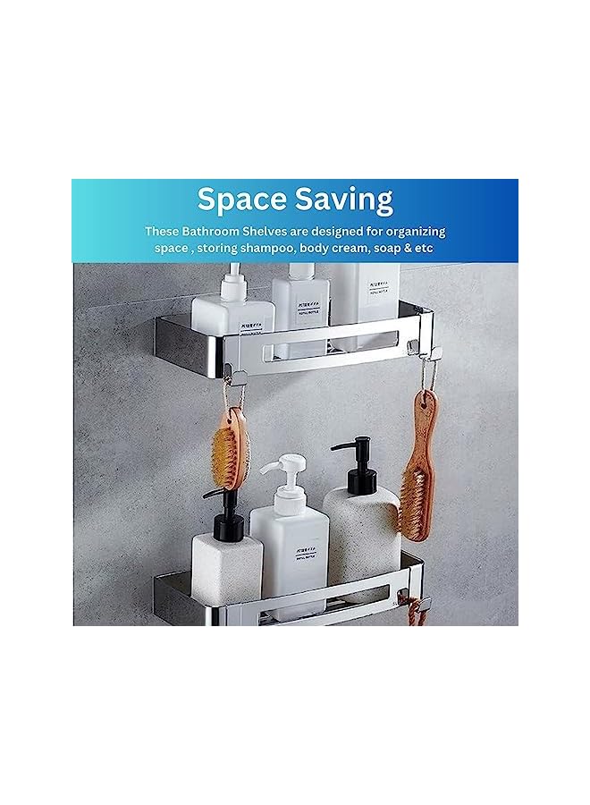 Raxoom Steel Shower Caddy, Wall-Mounted Bathroom Organizer for Shampoo, Soap, and Body Wash, Quick-Drying Shower Shelf, Versatile Hanging Hooks and Space-Saving Bathroom Storage Rack - 1 Piece - Image 3