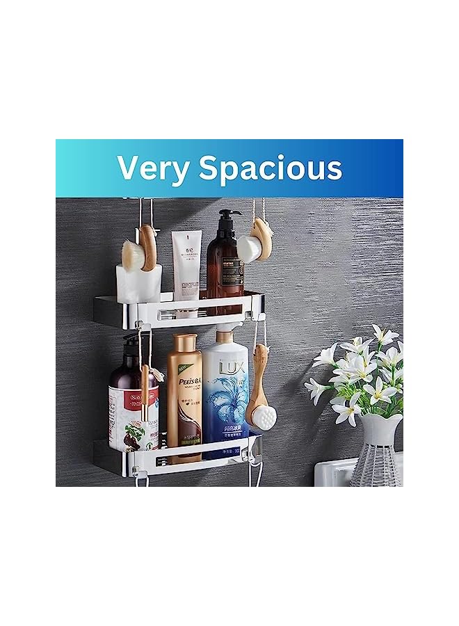 Raxoom Steel Shower Caddy, Wall-Mounted Bathroom Organizer for Shampoo, Soap, and Body Wash, Quick-Drying Shower Shelf, Versatile Hanging Hooks and Space-Saving Bathroom Storage Rack - 1 Piece - Image 4