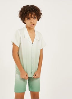 Styli Dip Dye Printed Cotton Shirt and Shorts Set  - Image 2