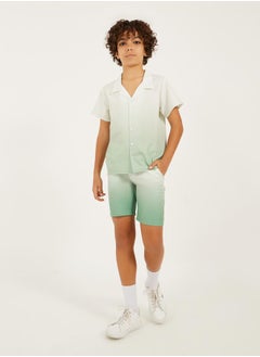 Styli Dip Dye Printed Cotton Shirt and Shorts Set  - Image 1