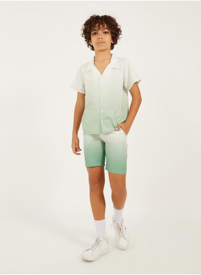 Styli Dip Dye Printed Cotton Shirt and Shorts Set  - Image 1