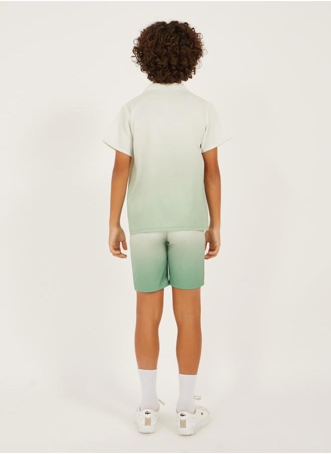 Styli Dip Dye Printed Cotton Shirt and Shorts Set  - Image 4