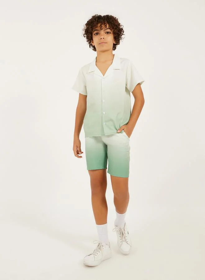 Styli Dip Dye Printed Cotton Shirt and Shorts Set