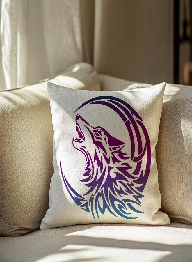 MAYJOYDIY Wolf Moon Stencil 11.8x11.8inch with Paint Brush - Howling Wolf Stencil for Wood Wall Window DIY Craft Home Decor - Image 5
