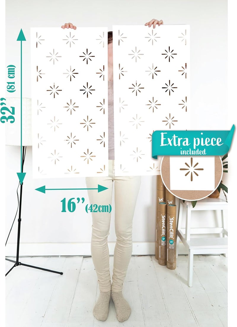 STENCILIT ® Starburst Stencil for Painting - 2 Pack of 16.5x31.5 in Stencil, Geometric Wall Stencils for Painting Large Pattern, Scandinavian Large Wall Stencil - Image 5