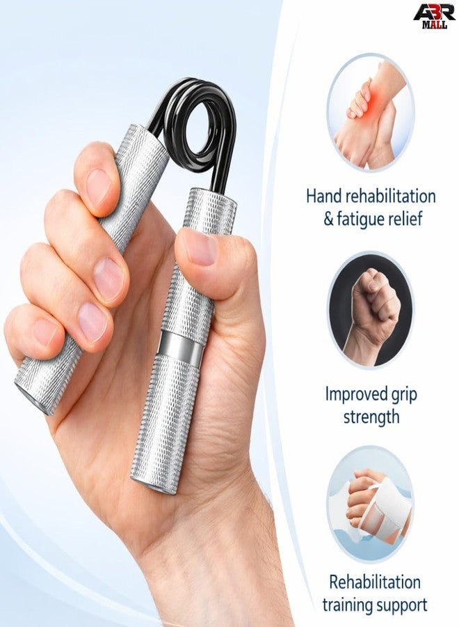 ABR MALL Hand Grip Strengthener, Metal, Silver, Textured Handles, Spring Resistance - Image 2