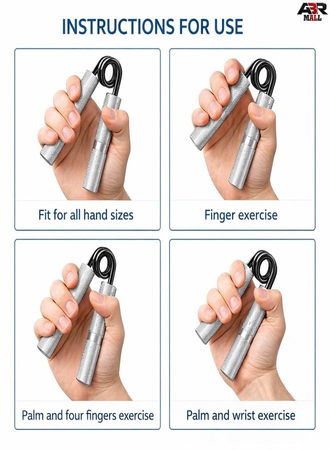 ABR MALL Hand Grip Strengthener, Metal, Silver, Textured Handles, Spring Resistance - Image 5