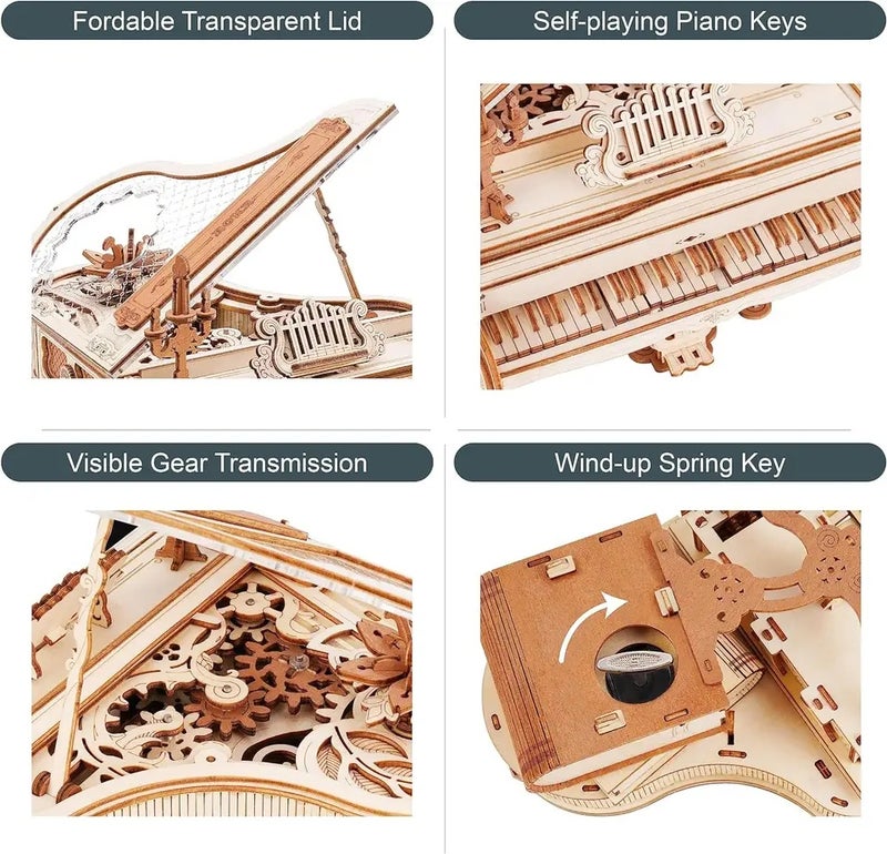 Rolife Robotime Magic Piano 3D Puzzles Mechanical 3D Musical Instrument Aesthetic Desk Decor Unique Gift for Men Women AMK81, STAMK81 - Image 4