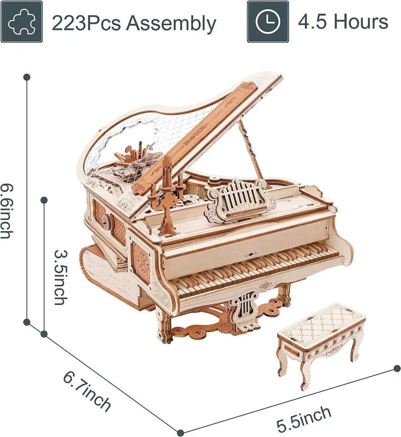 Rolife Robotime Magic Piano 3D Puzzles Mechanical 3D Musical Instrument Aesthetic Desk Decor Unique Gift for Men Women AMK81, STAMK81 - Image 3