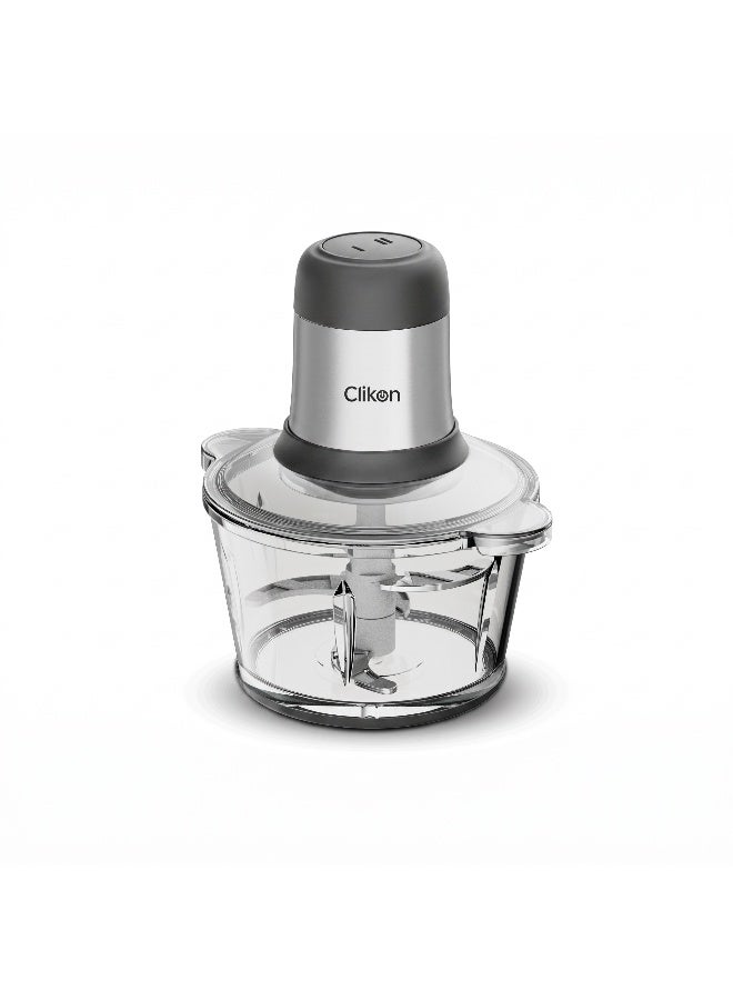 Clikon Glass Chopper | 2.0L Capacity | 300W Power | Garlic Peeler | Convenient Food Preparation | 2-Year Warranty | CK1223 | Silver 300 W CK1223 silver - Image 1