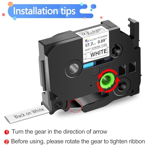 KCMYTONER HSE241 HSE-241 HS-241 Heat Shrink Tubes Label Tape 3/4" (17.7mm) x 4.92 ft Compatible for PTD400 D600 PTH300 PTE300 PTE500 PT-E550W E800W PTP700 PTP750WVP, Black on White, 2 Pack - Image 2