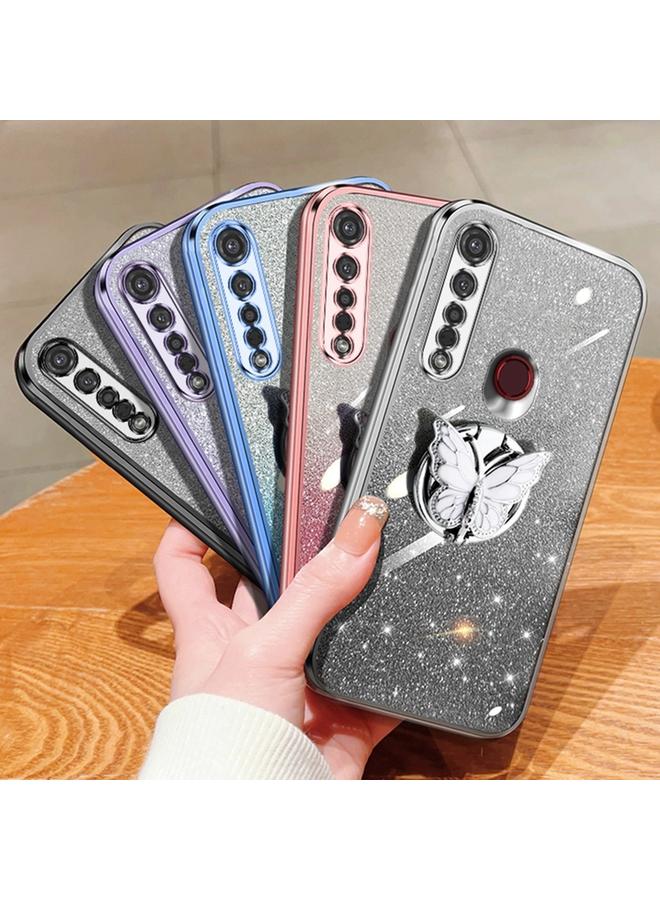 S-TOP Case For Motorola Moto G8 Plus Plated Gradient Glitter Butterfly Holder TPU Phone Case - Image 2