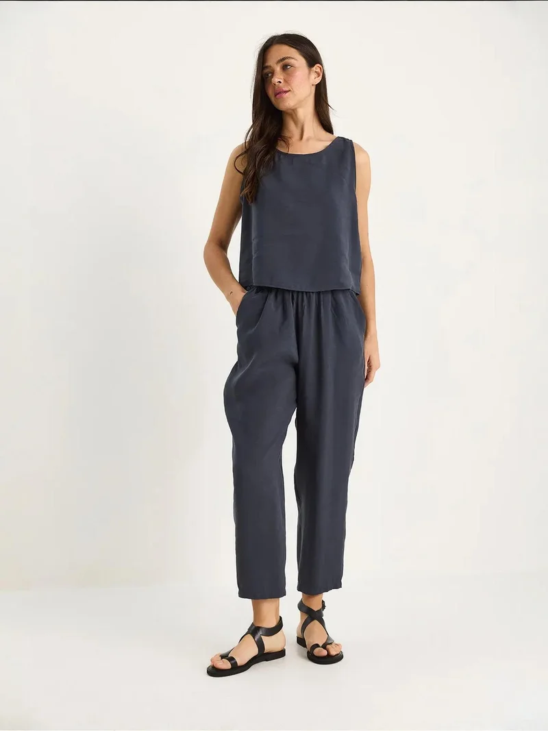 Bianco Lucci LUCCI Sleeveless Crew Neck Tunic and Wide Leg Pants Set