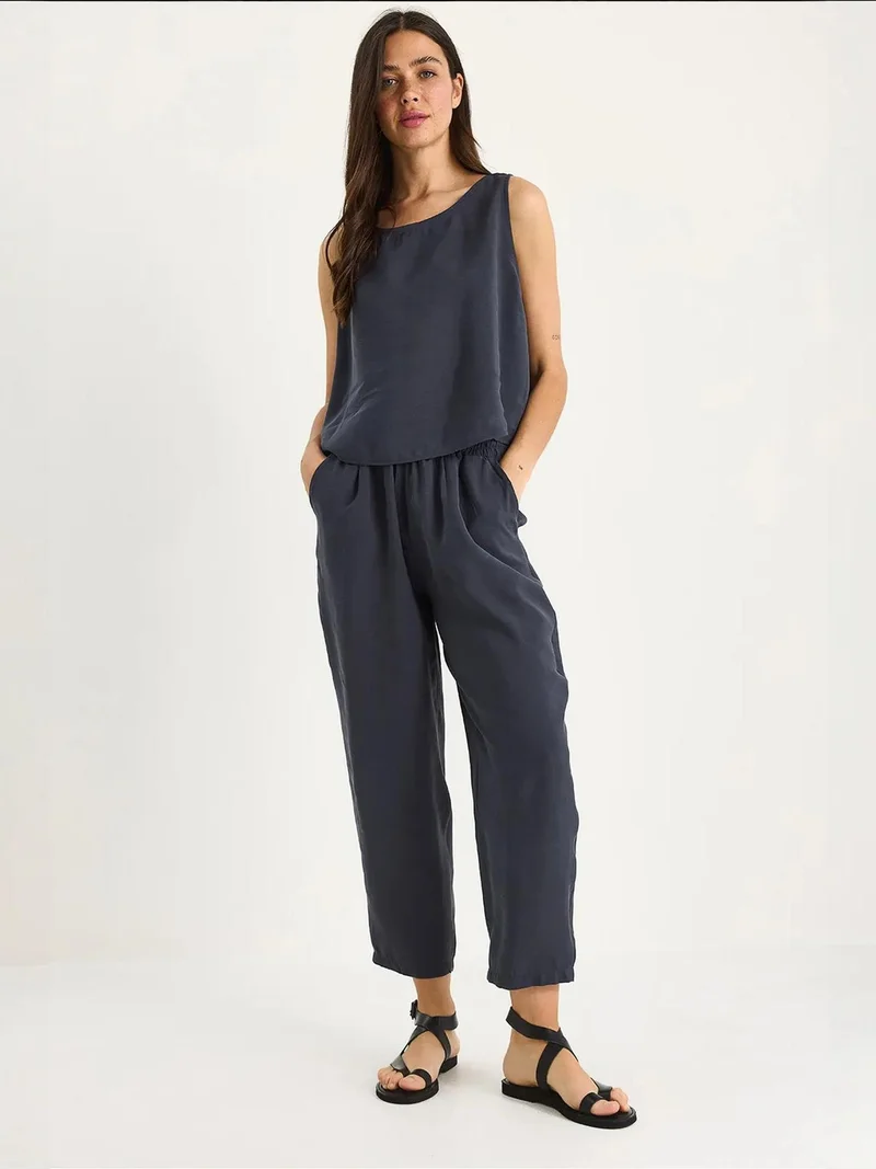 Bianco Lucci LUCCI Sleeveless Crew Neck Tunic and Wide Leg Pants Set