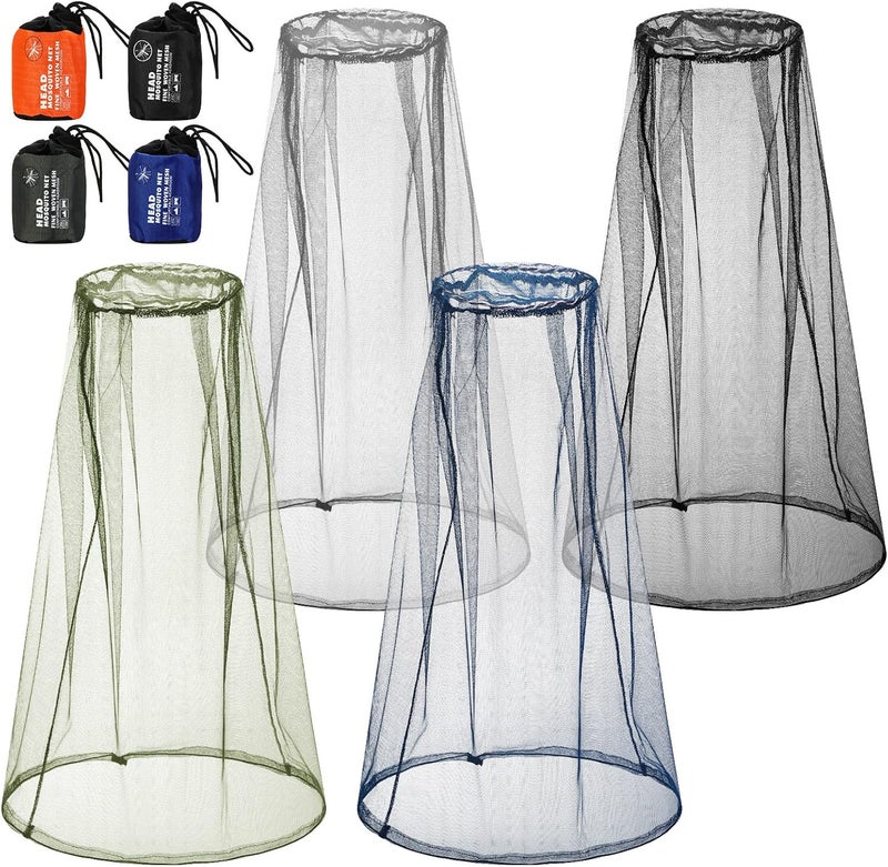 Hestya 4 Pack Mosquito Bug Net Mesh for Head Mosquito Net Face Fly Netting Hood from Insect Bugs Gnats for Outdoor - Image 1