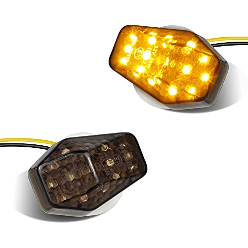 QUASCO LED Flush Mount Motorcycle Turn Signals Universal 12V Blinkers Smoked Lens Compatible with Sport Street Racing Bike Suzuki Yamaha, Amber - Image 1
