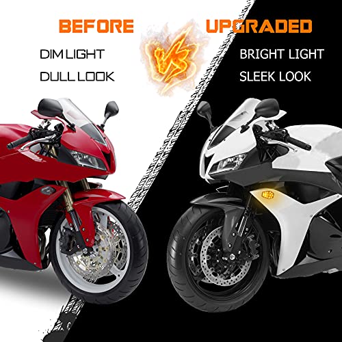 QUASCO LED Flush Mount Motorcycle Turn Signals Universal 12V Blinkers Smoked Lens Compatible with Sport Street Racing Bike Suzuki Yamaha, Amber - Image 3