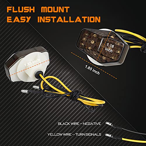 QUASCO LED Flush Mount Motorcycle Turn Signals Universal 12V Blinkers Smoked Lens Compatible with Sport Street Racing Bike Suzuki Yamaha, Amber - Image 5