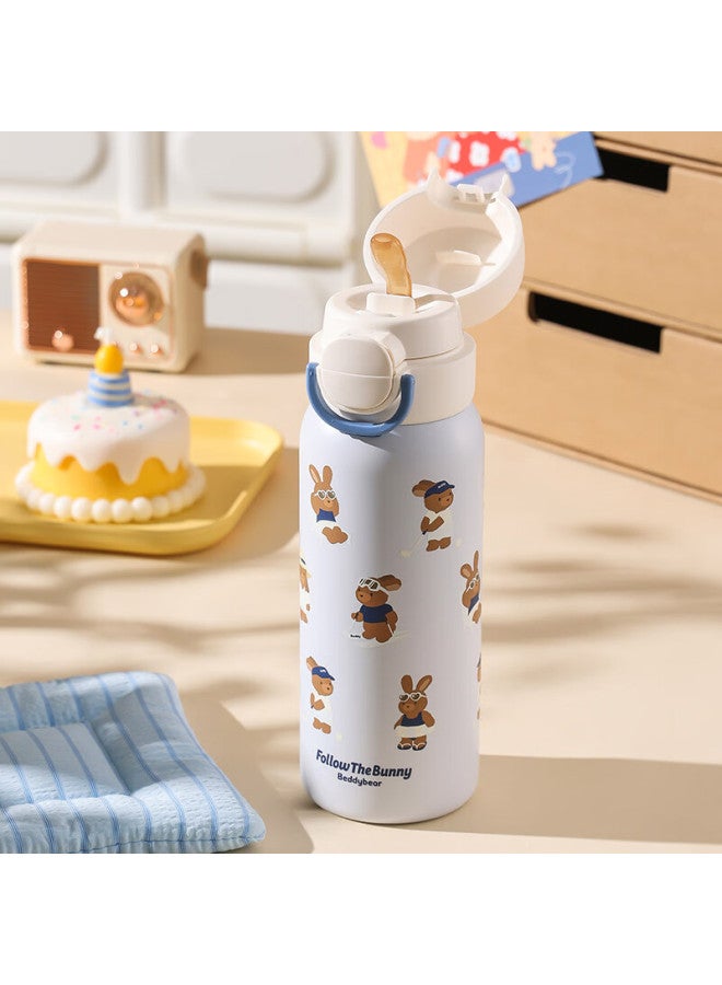 Beddybear Wave Double Drink Insulated Bottle With Cup Sleeve And Straw, Large Capacity 500ml Student Water Bottle, Holiday Bunny Edition - Image 4