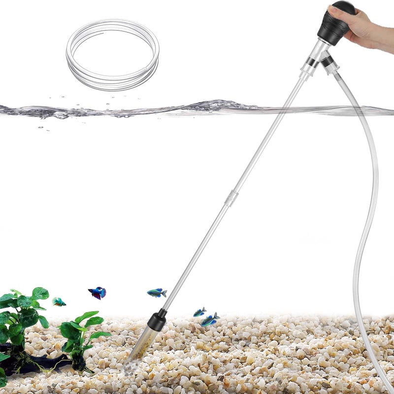 Carefree Fish Aquarium Small Gravel Cleaner 6Ft Hose Fish Tank Water Changer Sand Vacuum Silicone Airbag Adjustable Length ABS(for 3~8Gal Tank) 2026 New Upgrade Version - Image 1