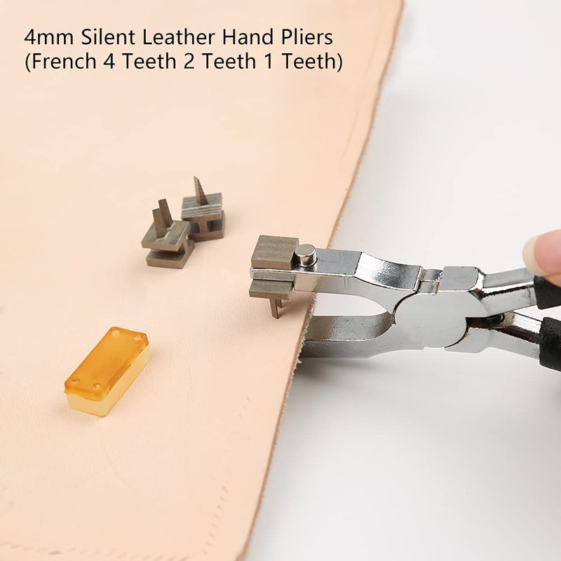 Butuze Stitching Hole Punch BUTUZE,4mm Silent Leather Hand Pliers with Leather Needle,Wooden Needle Case,Waxed Thread for Belts, Straps, Saddles, Shoes, Fabric, Leather DIY - Image 5