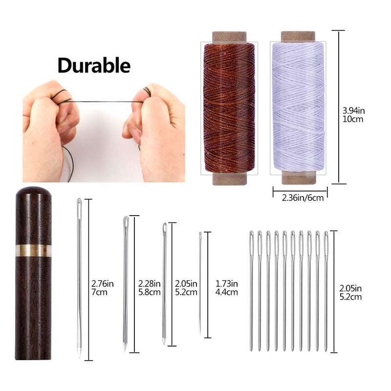 Butuze Stitching Hole Punch BUTUZE,4mm Silent Leather Hand Pliers with Leather Needle,Wooden Needle Case,Waxed Thread for Belts, Straps, Saddles, Shoes, Fabric, Leather DIY - Image 2