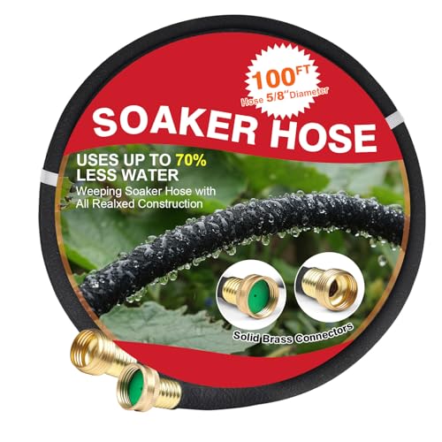 AIODE Soaker Hose 100 FT for Garden with 5/8" Diameter Irrigation Hose Save 70% of Water Solid Brass Interface Eminently Suitable for Lawn and Garden Bed Cover - Image 1