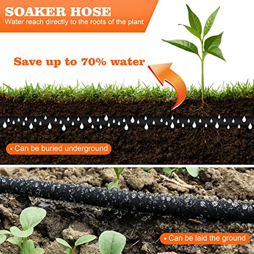 AIODE Soaker Hose 100 FT for Garden with 5/8" Diameter Irrigation Hose Save 70% of Water Solid Brass Interface Eminently Suitable for Lawn and Garden Bed Cover - Image 5