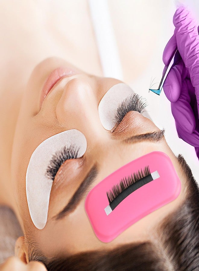 RONRONS Lash Pads for Eyelash Extensions, Sticky Pad for Lashes, Silicone Lash Pad Pink Eye Pads Lash Extensions Gel Pads False Eye Lashes Holder Tray for Eyelashes Reusable 10 Pack - Image 2