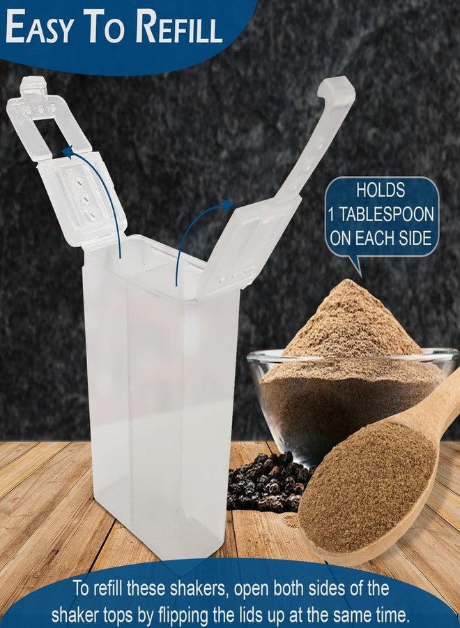 Home-X Mini Salt and Pepper Shakers - Dishwasher Safe, Clear Plastic Set of 2 Travel Shakers with Lids - Image 4