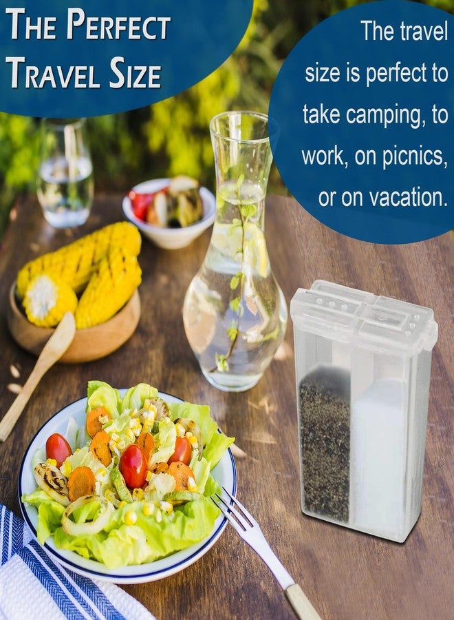Home-X Mini Salt and Pepper Shakers - Dishwasher Safe, Clear Plastic Set of 2 Travel Shakers with Lids - Image 3
