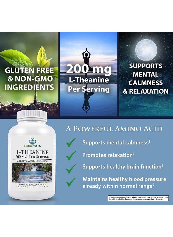Nature's Lab - L Theanine 200 Mg Supports Calm And Relaxation* 60 Capsules - Image 1