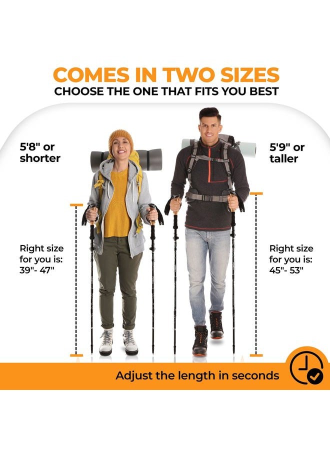 Foxelli Folding Trekking Poles – 2-pc Ultra Compact Hiking Poles for Men & Women, Lightweight Strong Aluminum 7075 Collapsible Foldable Walking Sticks with Flip Locks, 4 Season All Terrain Accessories - Image 4