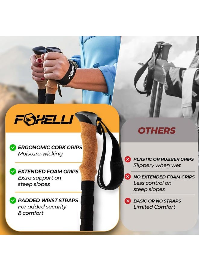 Foxelli Folding Trekking Poles – 2-pc Ultra Compact Hiking Poles for Men & Women, Lightweight Strong Aluminum 7075 Collapsible Foldable Walking Sticks with Flip Locks, 4 Season All Terrain Accessories - Image 5
