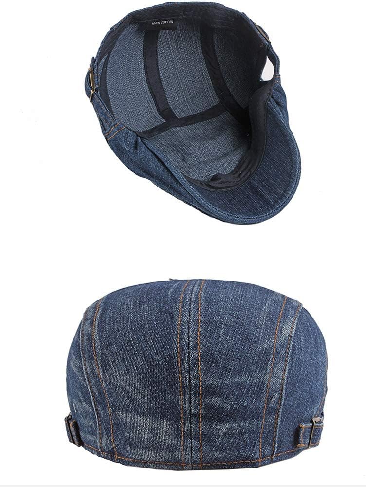 Qunson 2 Pack Mens Denim Cotton Newsboy Cap Ivy Gatsby Driving Hunting Cabbie Hats - Image 2