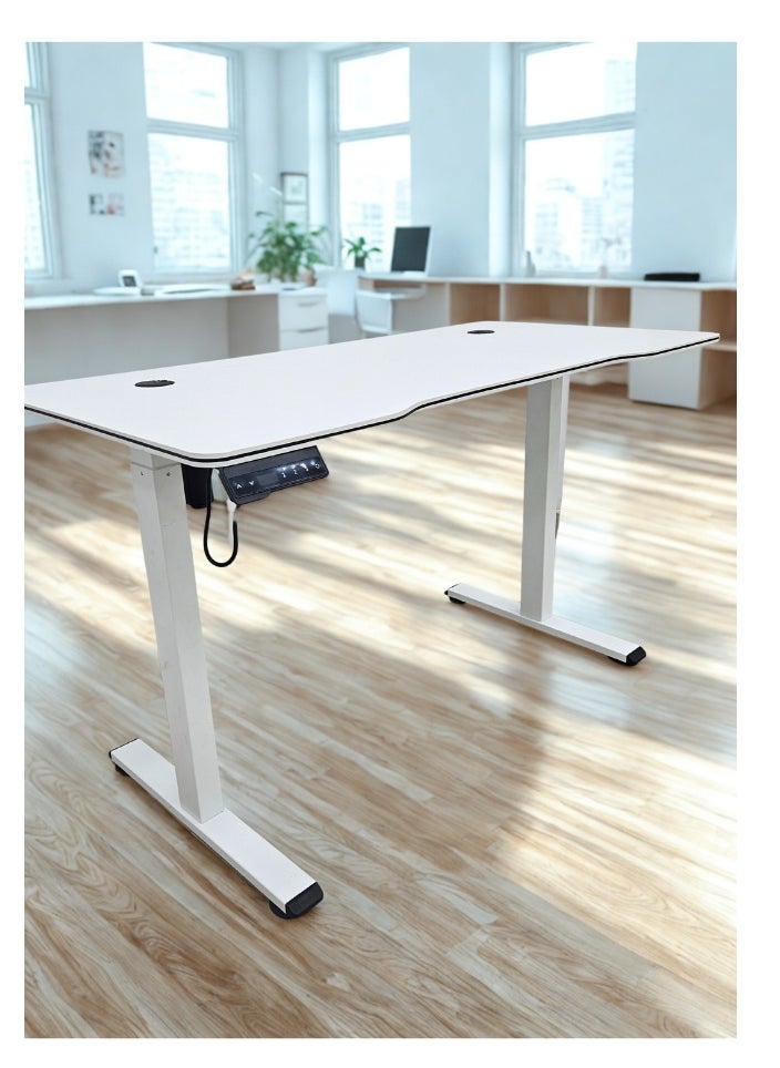 SMART HOME Electric Hydraulic Height Adjustable Office Desk from 72 to 121 cm – Smart White Desk for Computer, Study, or Work – Surface Size 120 x 60 cm, Height Adjustable Standing Desk, Multi-Purpose Engineering Desk  - Image 3