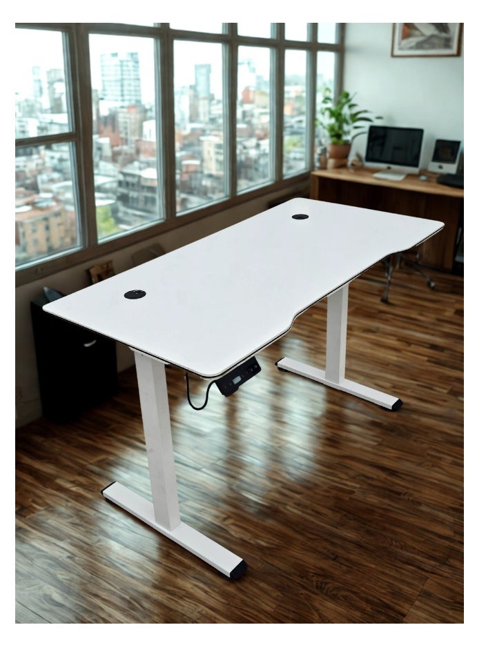 SMART HOME Electric Hydraulic Height Adjustable Office Desk from 72 to 121 cm – Smart White Desk for Computer, Study, or Work – Surface Size 120 x 60 cm, Height Adjustable Standing Desk, Multi-Purpose Engineering Desk  - Image 2
