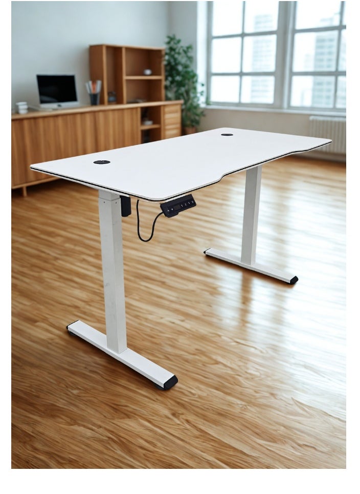SMART HOME Electric Hydraulic Height Adjustable Office Desk from 72 to 121 cm – Smart White Desk for Computer, Study, or Work – Surface Size 120 x 60 cm, Height Adjustable Standing Desk, Multi-Purpose Engineering Desk  - Image 5