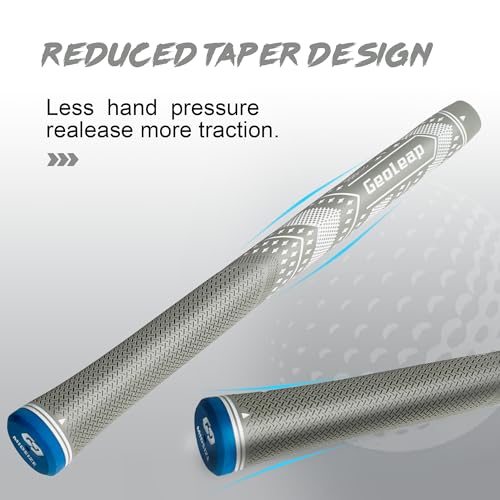 Geoleap Midsize Grey Golf Grips Set of 13 - Soft, Textured, Reduced Taper Design, 13 Grips with 15 Tapes and Repair Kits - Image 2