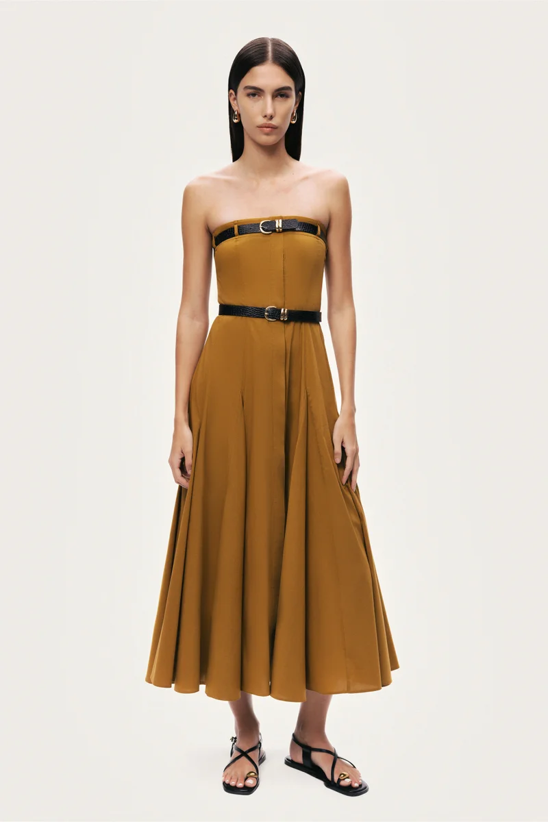 نوكتورن Strapless Double Belted Midi Dress
