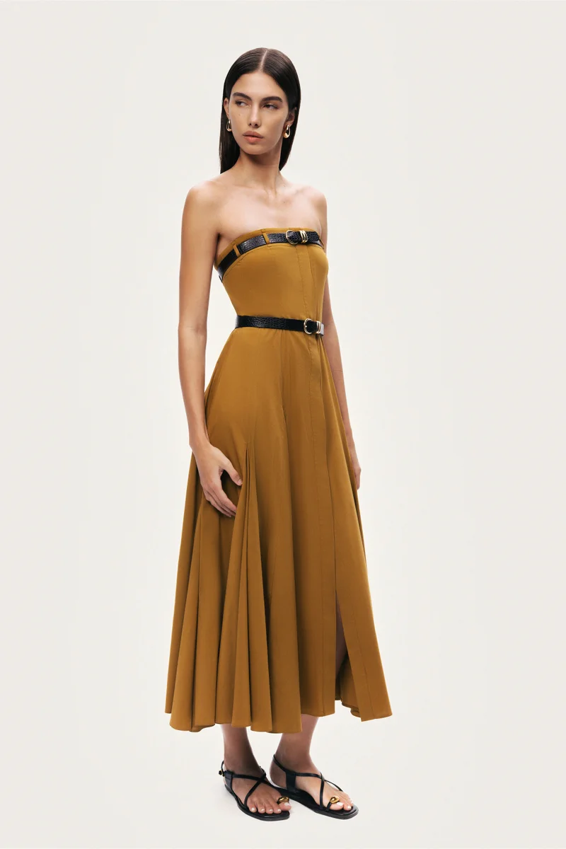 نوكتورن Strapless Double Belted Midi Dress