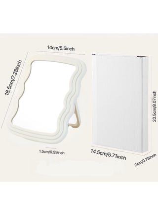 White Wave Foldable Makeup Mirror - Minimalist Desktop Vanity Mirror, Modern Decor for Any Space, Bathroom, Bedroom, Office (19*14cm) - view 3