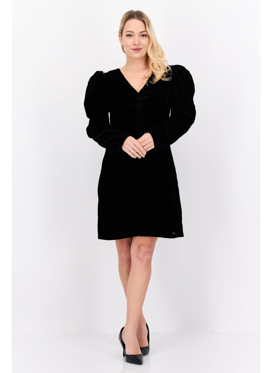 Pepe Jeans Women Velvet Mini Dress, Black  - Image 3