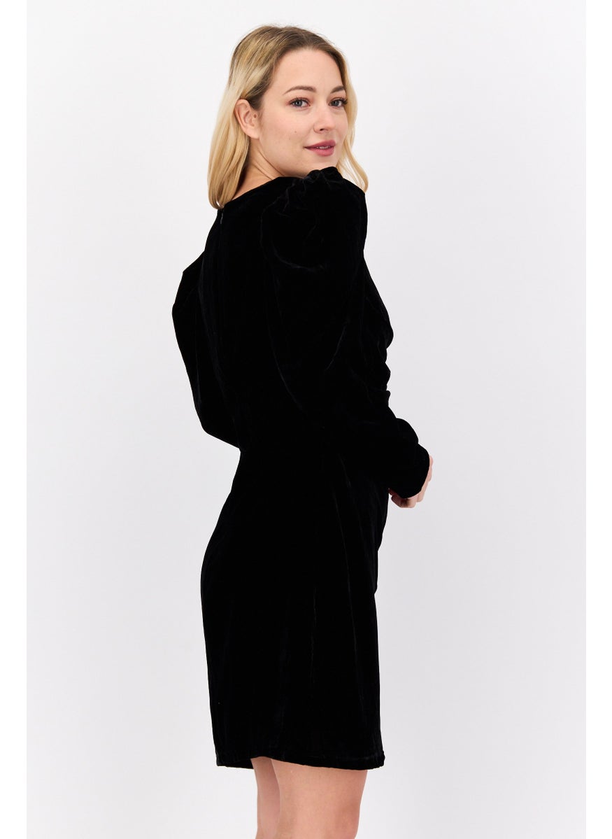 Pepe Jeans Women Velvet Mini Dress, Black  - Image 4
