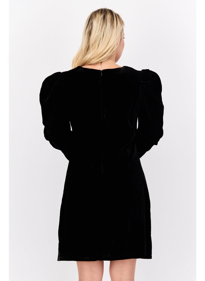 Pepe Jeans Women Velvet Mini Dress, Black  - Image 2