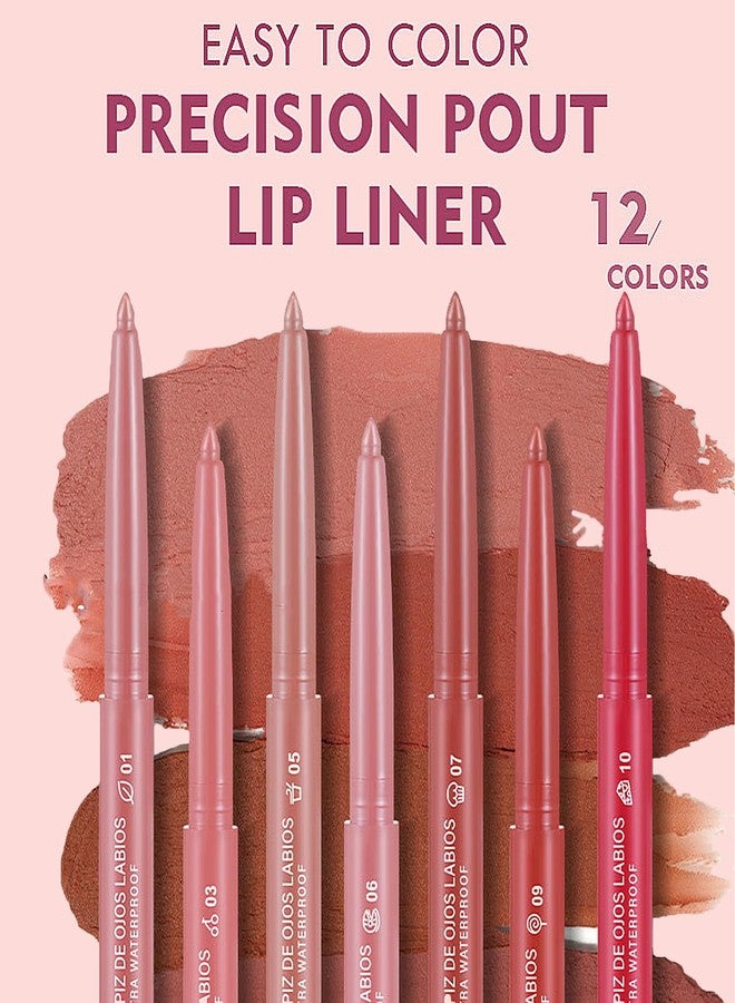 DENESTUP 12 Colors Lip Liner Combo, Matte Lipstick Lip Liner Set, long-lasting Lip Pencil Waterproof & Non-Stick Cup, Smooth Texture High Pigmented Natural Lip Pen Makeup Gift - Image 3
